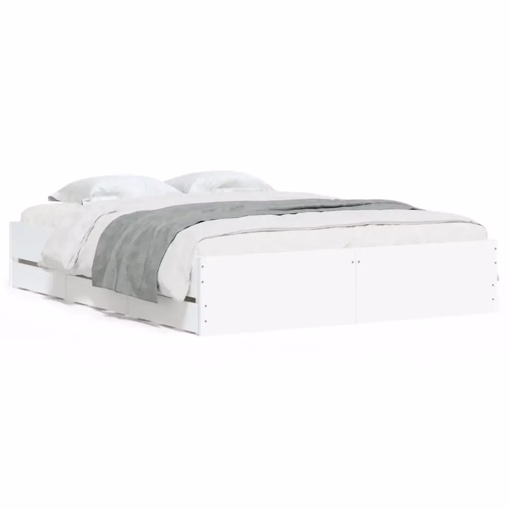 vidaXL Giroletto con Cassetti Bianco in Legno Multistrato L: 140 cm, P: 200 cm – 2