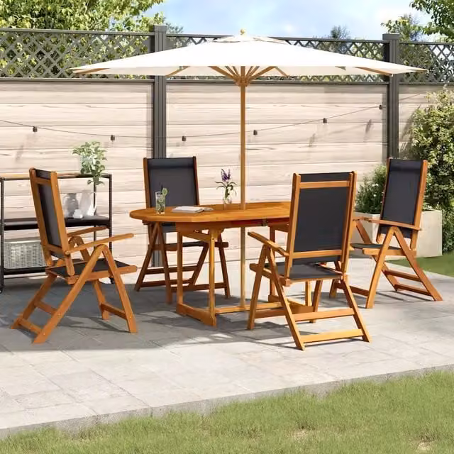 Set Pranzo da Giardino 5pz Legno Massello di Acacia e Textilene 3279266