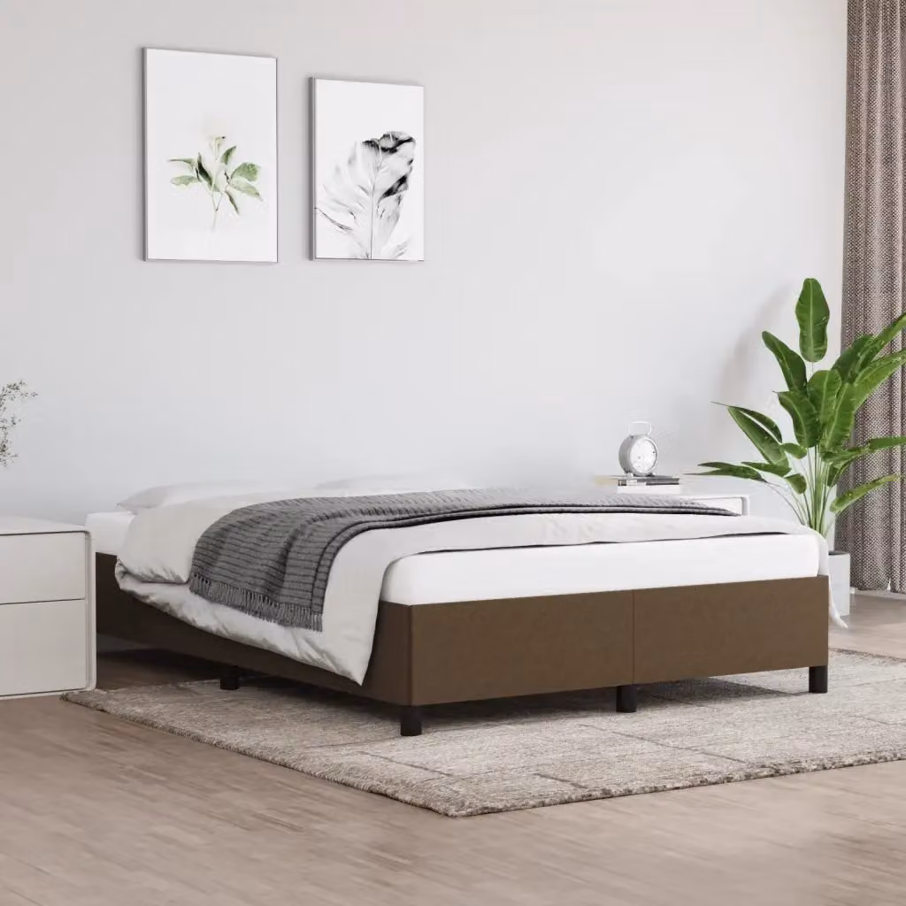 Letto matrimoniale DESIGN IN in tessuto marrone scuro con doghe in legno L: 140 cm, P: 190 cm, H: 35 cm – 2