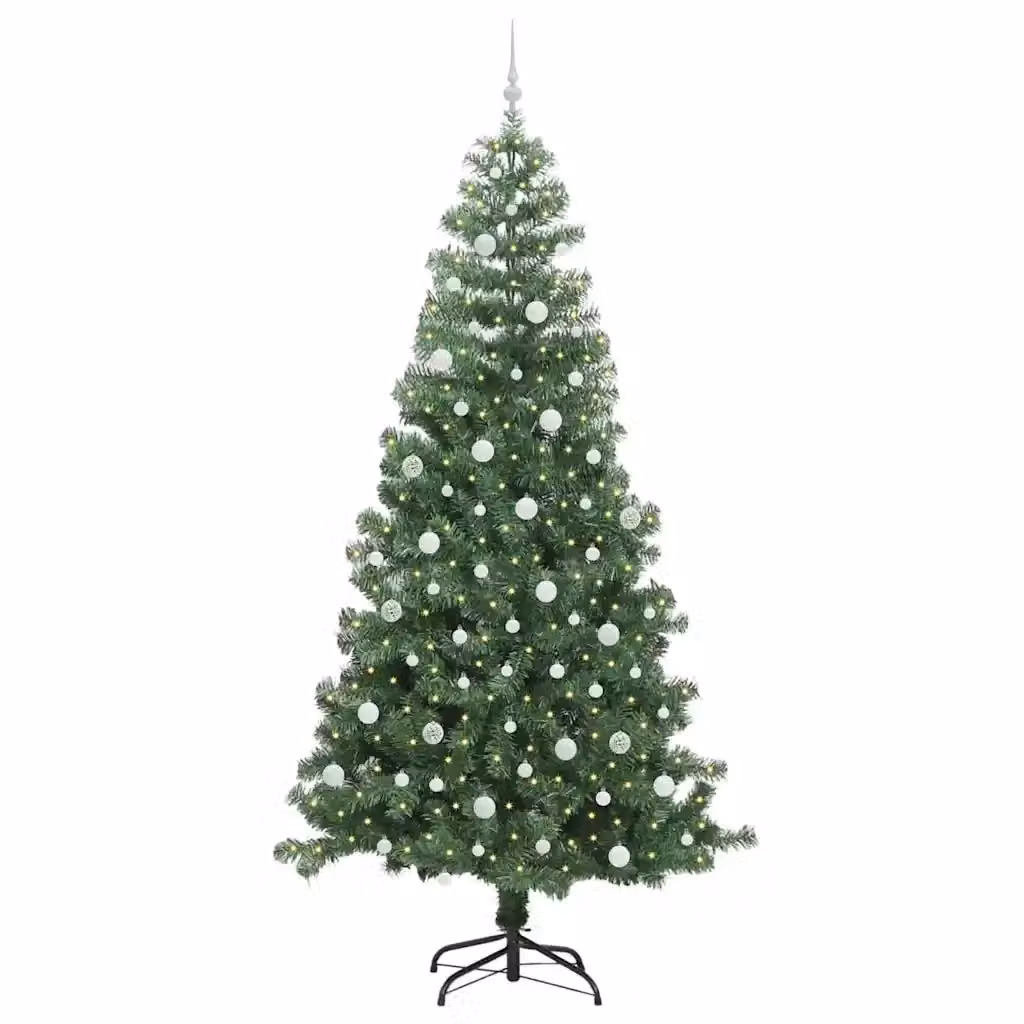 Albero di Natale verde con 300 LED luce bianca calda vidaXL in PVC, Altezza: 240 cm – 2