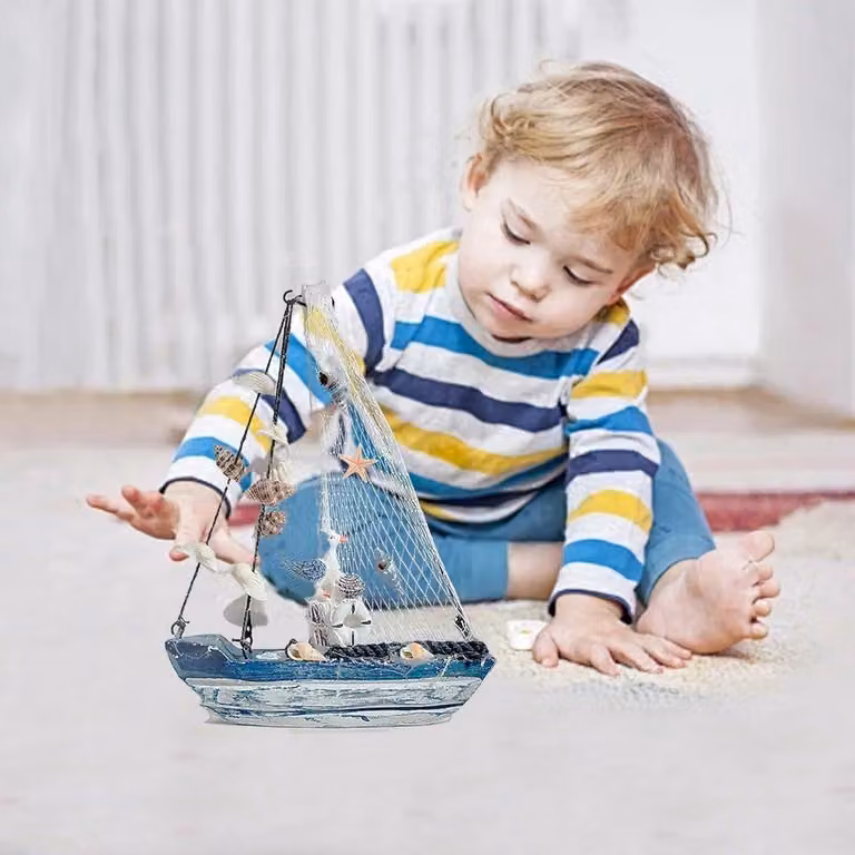 Modello di nave a vela in legno, decorazione marina, decorazione per il bagno