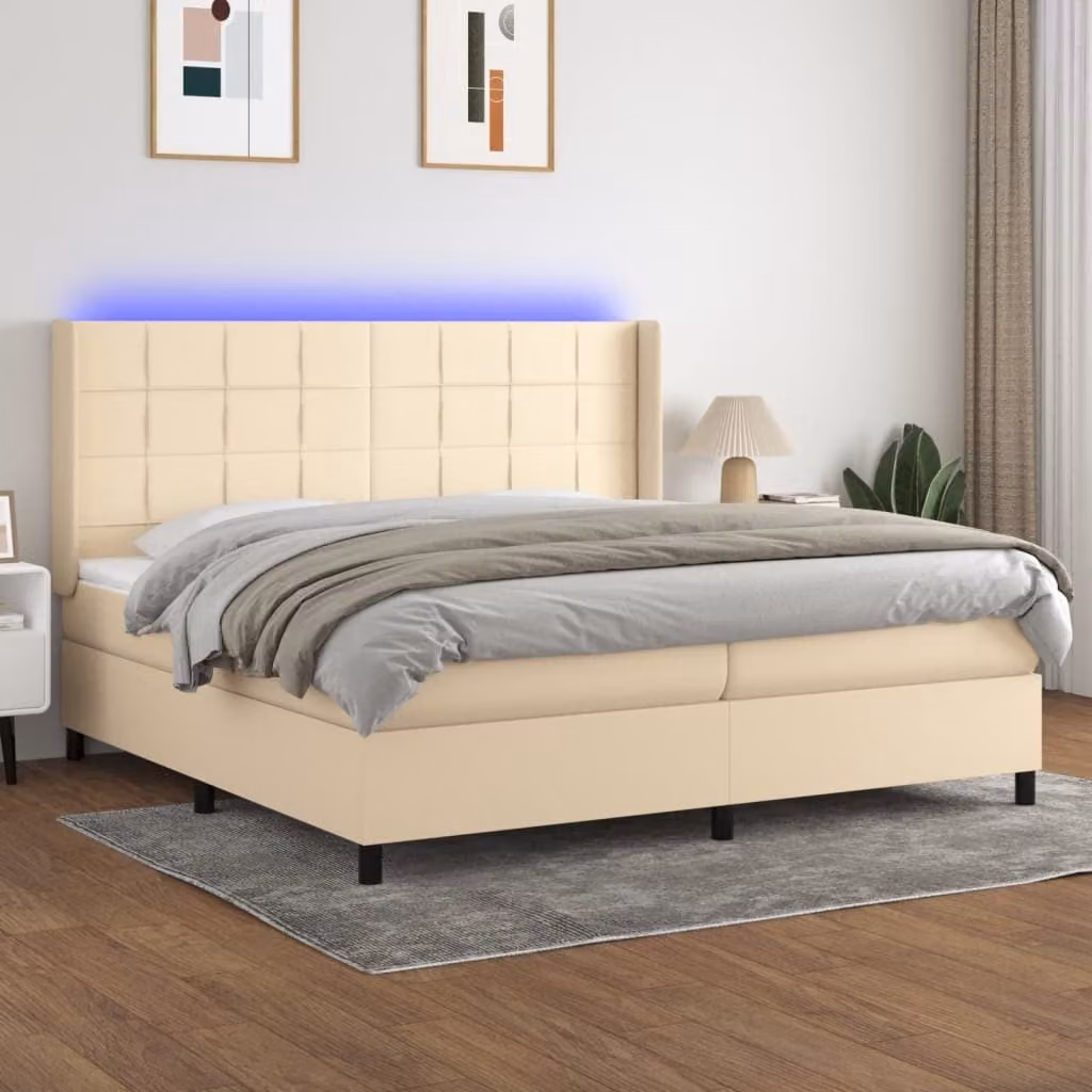 Maison Exclusive - Letto a Molle Materasso e LED bianco 200x200cm in Tessuto