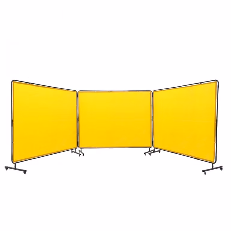 tenda per saldatura a 3 pannelli - 1,8 x 2,4 m - Tenda di protezione per saldatura in vinile ignifugo - Parete di protezione per saldatura con 12 ruote girevoli - Protezione UV a 6 stadi - Coperta per saldatura - Giallo.