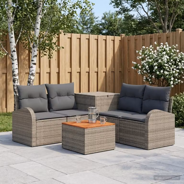 Set di divani da giardino vidaXL 6 pezzi in stile moderno con struttura in acciaio verniciato a polvere e cuscini inclusi, colore grigio e antracite