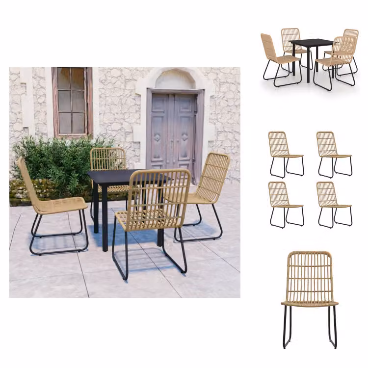 vidaXL Set da pranzo da giardino 5 pezzi in rattan e vetro - Set di mobili da giardino
