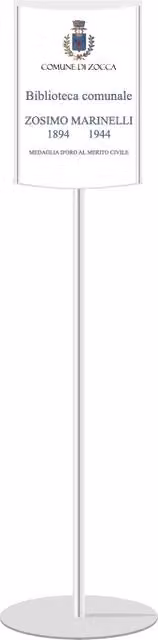 Mini Totem bifacciale A3 verticale in alluminio con stampa inclusa Top Eventi Store argento e bianco – 1
