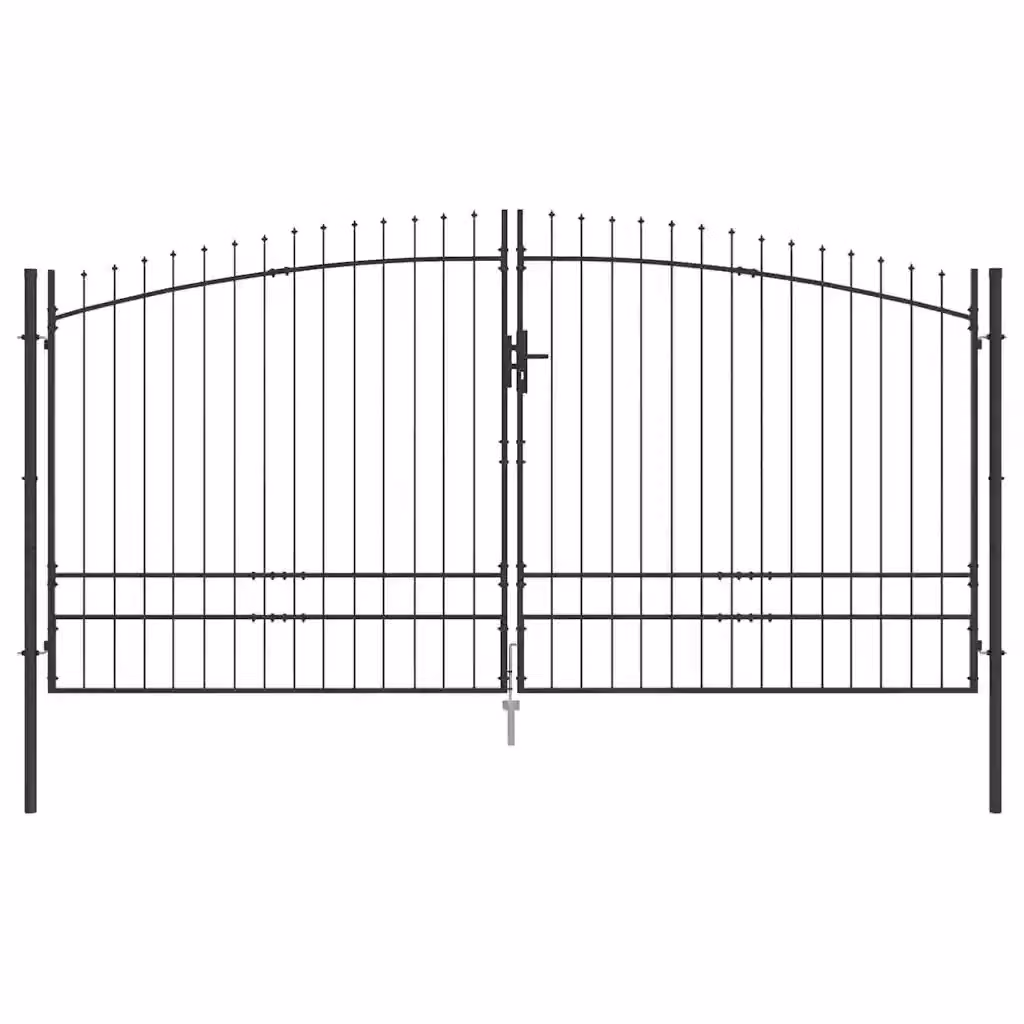 Cancello Doppio a Battente vidaXL in Acciaio Grigio o Nero L: 400 cm, H: 249,5 cm – 2