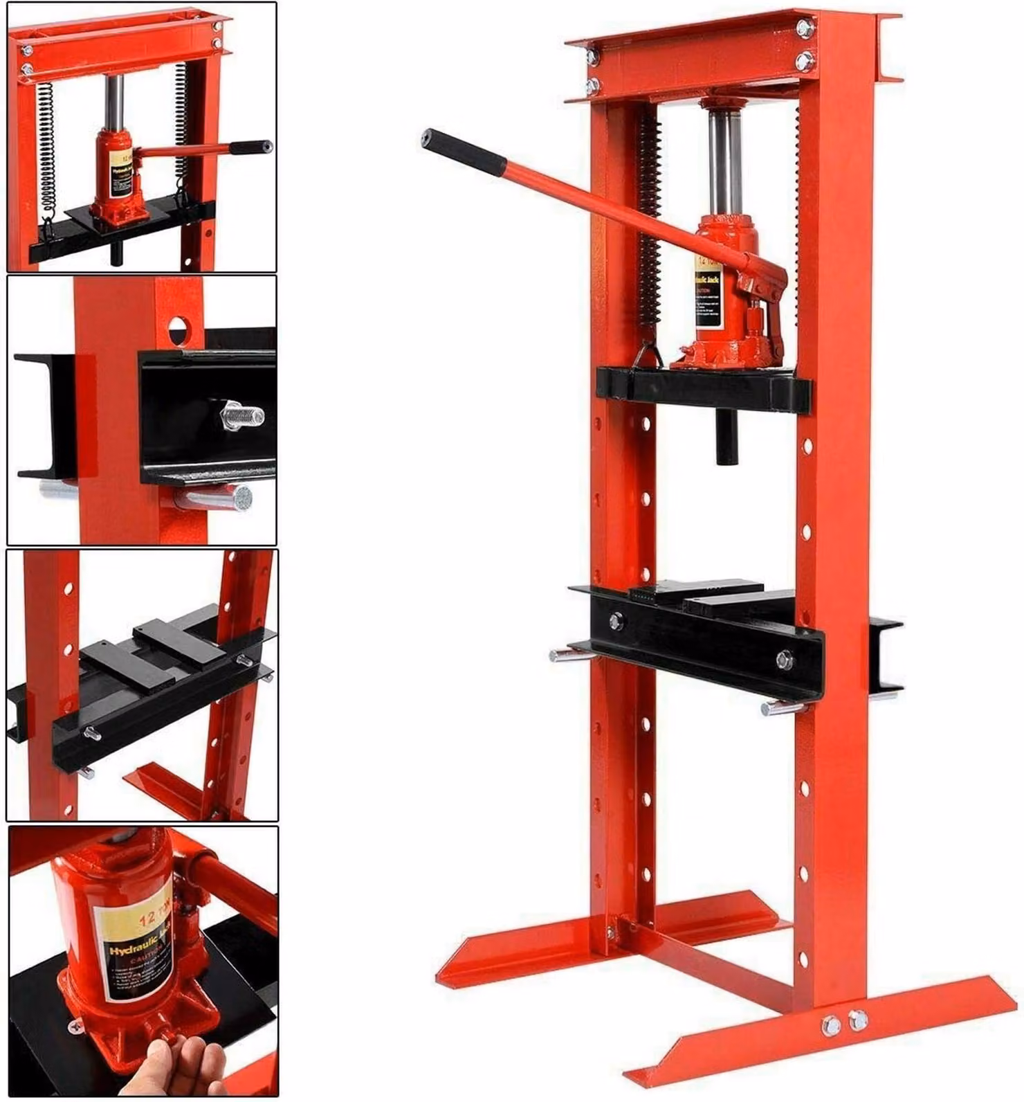 KRAFT&DELE | Pressa da officina, 20T, 500 mm, pressa idraulica in acciaio, pressa a telaio, pressa a cuscinetti per pressatura, stampaggio, formatura