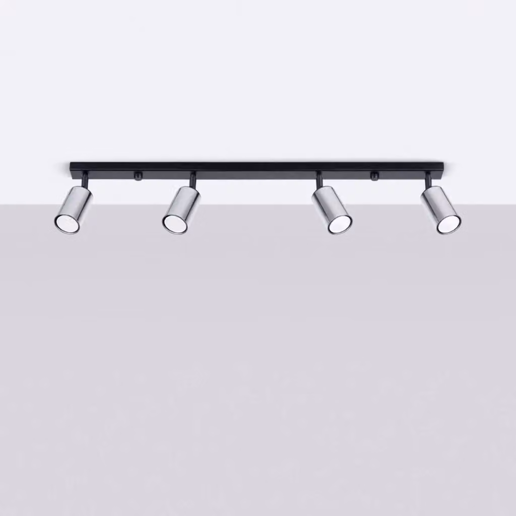 Lampada a soffitto WINX 4L Sollux Lighting nero e cromo in metallo con tecnologia LED e attacco GU10 – 2