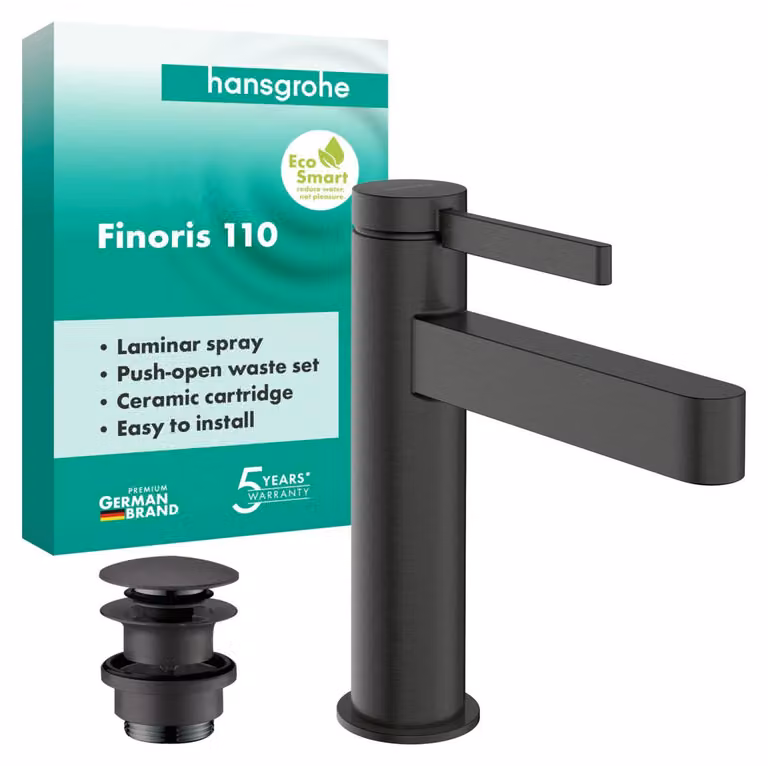 hansgrohe Finoris robinetterie de lavabo monocommande 110 avec vidage PUSH-Open, portée 139mm, 76023340, 76023340