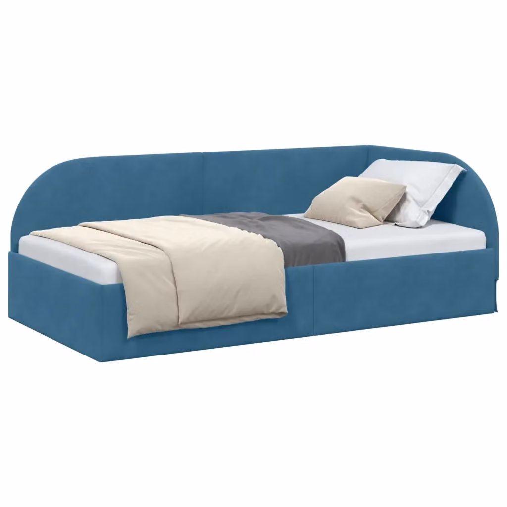 vidaXL Cornice del letto ad angolo in velluto blu, L/P/H: 200 x 90 x 72 cm – 2