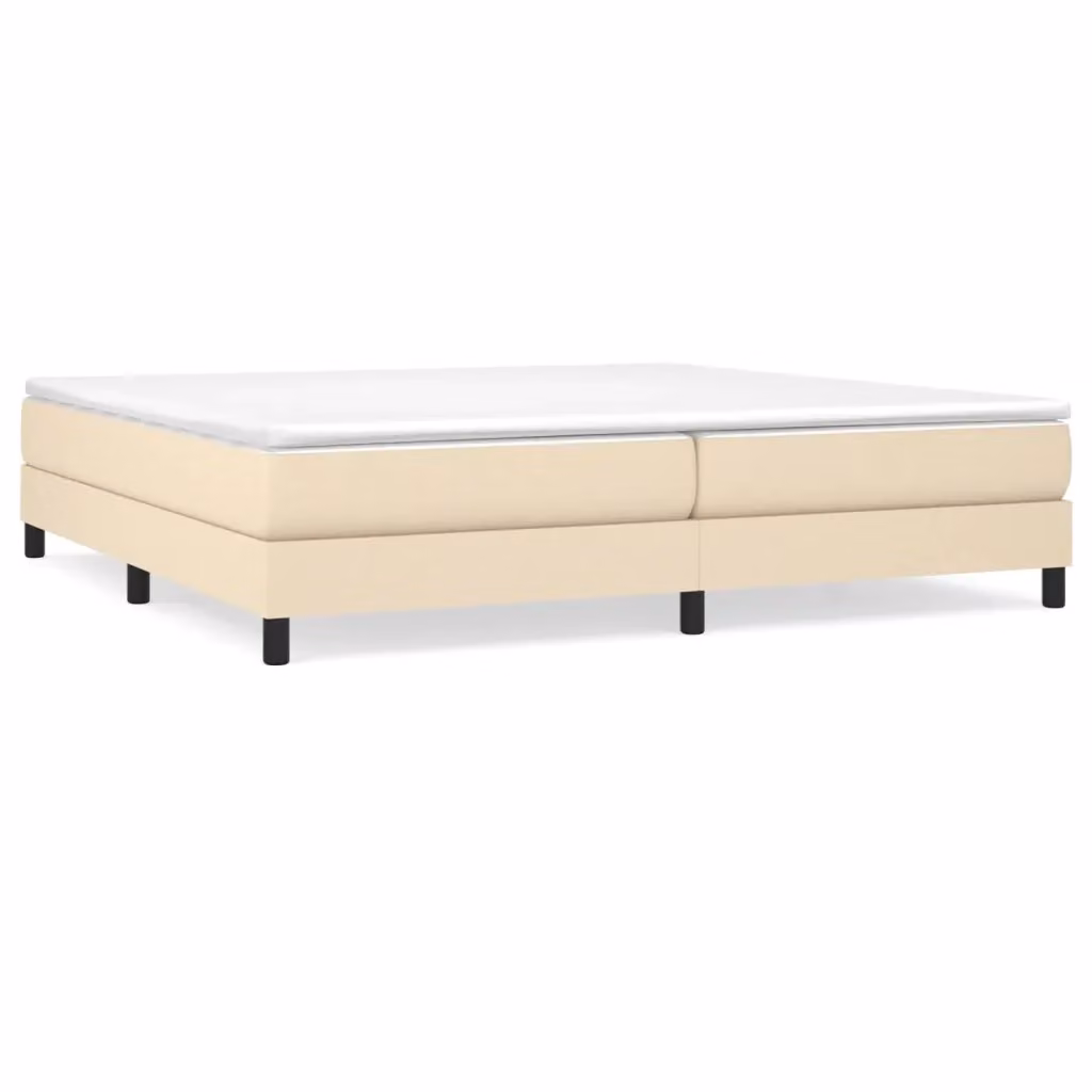 Letto Ibrido vidaXL con Giroletto a Molle e Materasso in Tessuto Beige e Bianco L/P: 200 x 200 cm, H: 25 cm – 2
