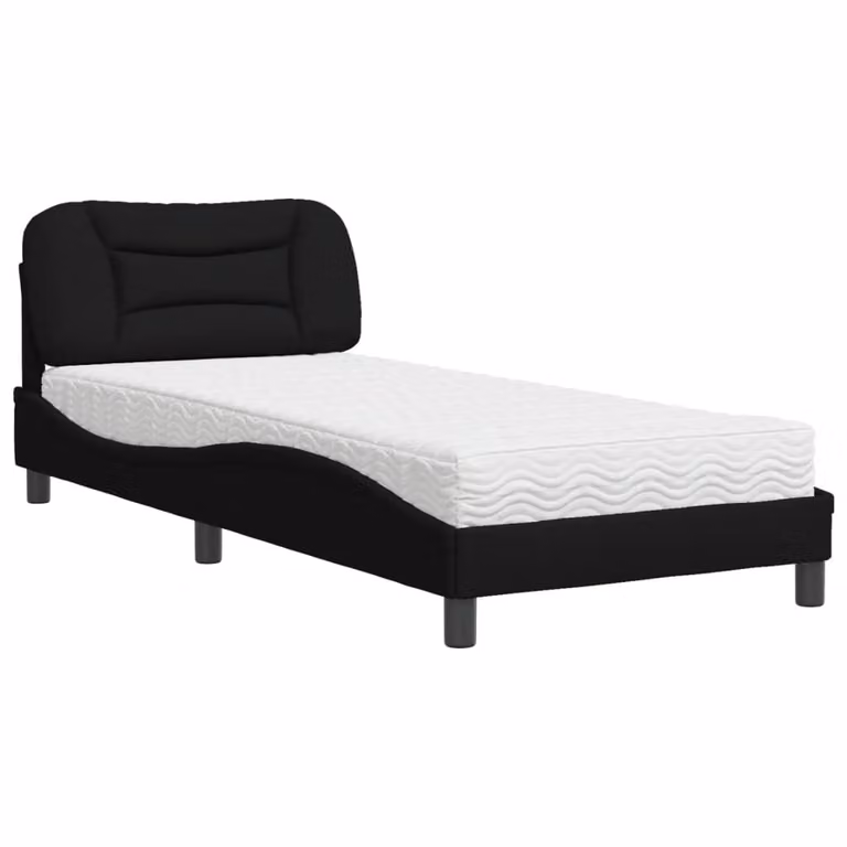 Letto con Materasso Hvar Nero 90x190 cm in Tessuto