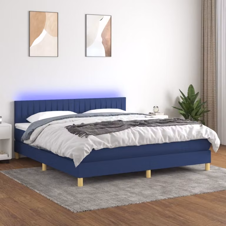 Maison Exclusive - Letto a Molle con Materasso e LED Blu 160x200 cm in Tessuto