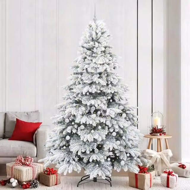Albero di Natale artificiale moderno vidaXL bianco con 300 LED luce bianca calda in PE e PVC, Altezza: 240 cm