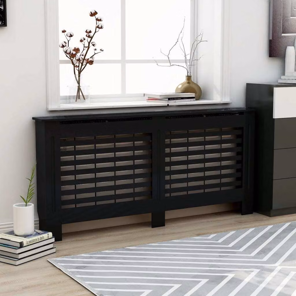 The Living Store Rivestimento per radiatori nero 172x19x81,5 cm MDF