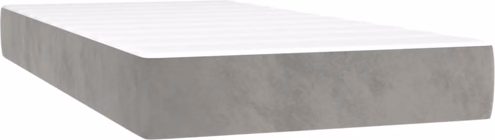 Materasso a molle insacchettate, supporto medio, rivestito in velluto grigio chiaro, dimensioni 100x203x20 cm