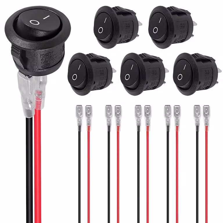 Confezione da 10 interruttori a levetta rotondi da 12V, a 2 poli, con funzione on/off