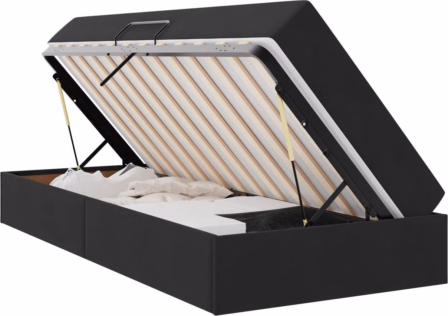 Letto con contenitore e materasso Nero 100 x 200 cm Velluto