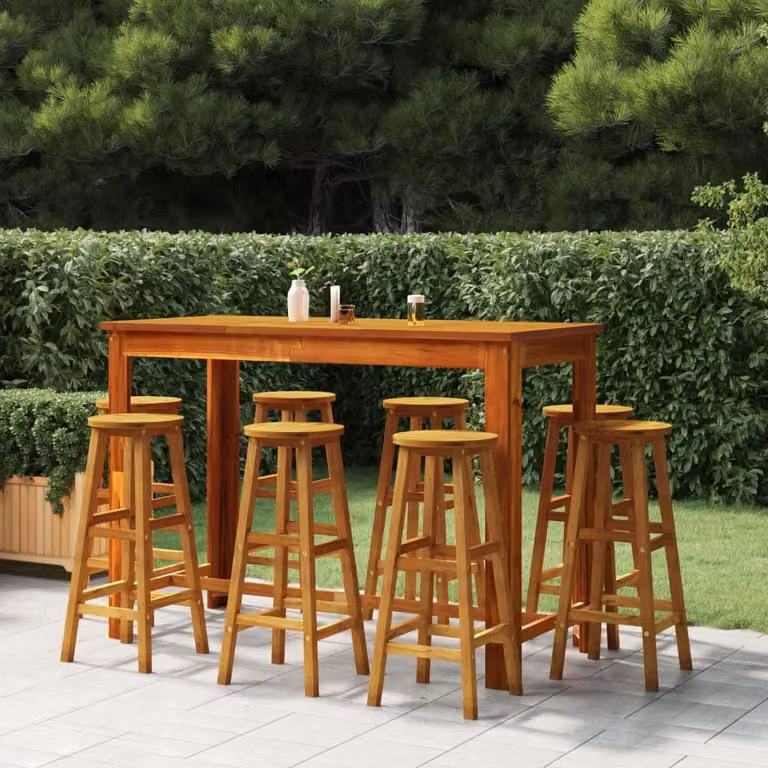 Maison Exclusive - Set da Bar per Giardino 9 pz in Legno Massello di Acacia