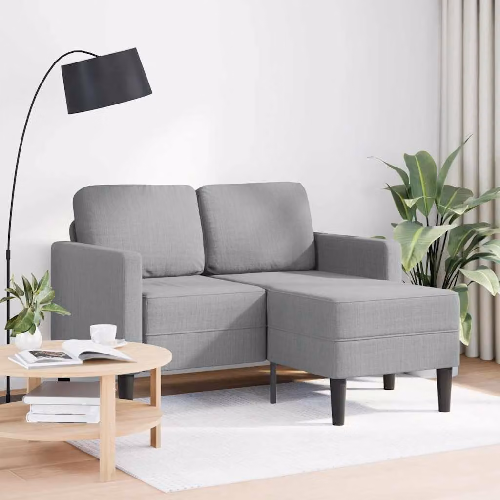 vidaXL Divano 2 Posti con Chaise a L Grigio Chiaro 125 cm in Tessuto
