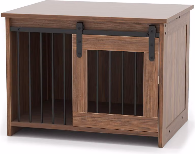 COSTWAY gabbia per cani, box per cani per casa, cuccia per cani con porta scorrevole, tavolino per cani di piccola e media taglia 80x60x60cm marrone