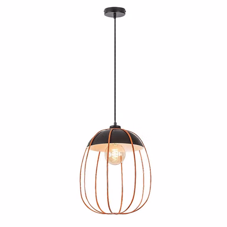 Rabalux 72034 Lampada a sospensione 1 spot Svens, E27, nero-arancio, rotonda, industriale, ø270mm