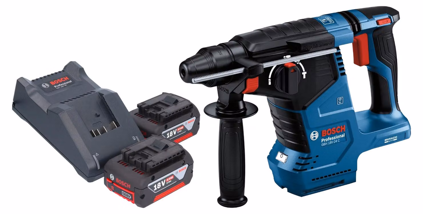 Bosch GBH 18V-24 C Trapano a percussione professionale a batteria 18 V 2,4 J Brushless SDS plus + 2x batteria ricaricabile 4,0 Ah + caricabatterie