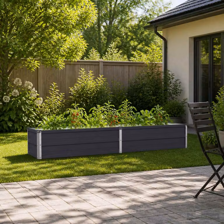 Letto rialzato da giardino vidaXL in metallo Antracite L: 160 cm, P: 40 cm, H: 24 cm