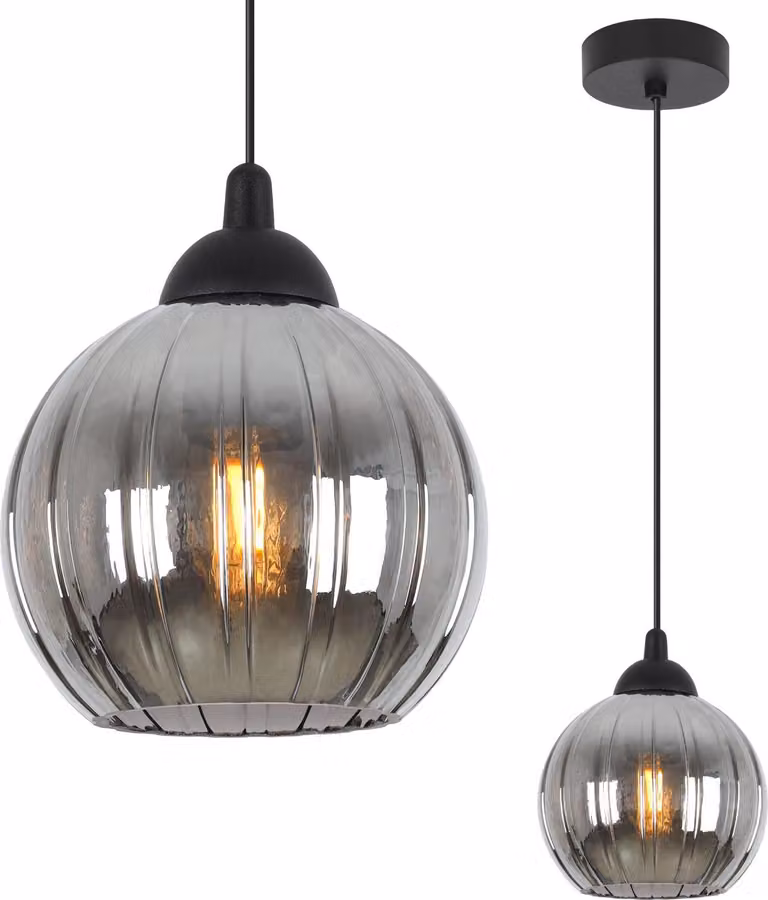 Lampada a sospensione Costa nera a 1 luce con sfera color grafite E27