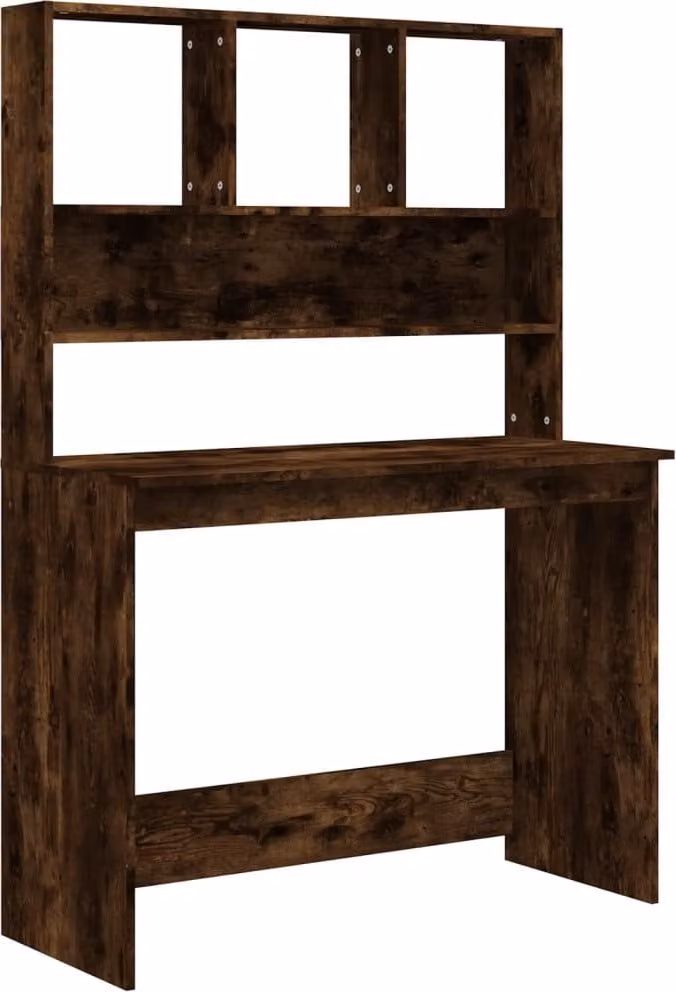Scrivania Mensole Rovere Fumo 102x45x148 cm Legno Multistrato
