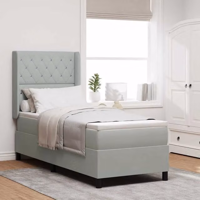 Letto moderno vidaXL in velluto grigio con materasso a molle pocket e porta USB L/P: 80 x 200 cm