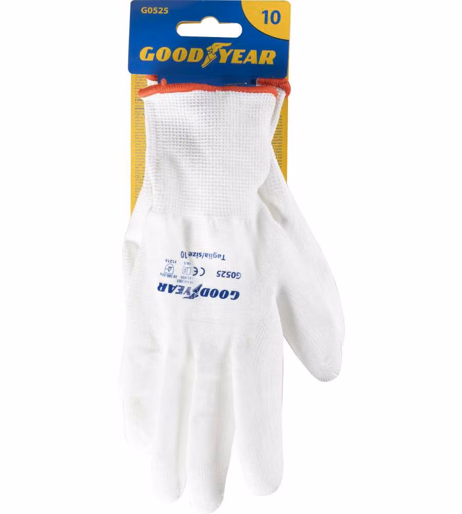 Guanti in poliestere e poliuretano mod.G0525 taglia 10 bianco Lavoro