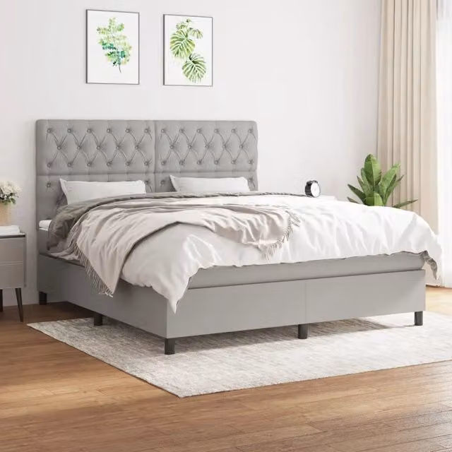 Letto Ibrido con Giroletto a Molle e Materasso vidaXL Grigio Chiaro e Bianco L/P/H: 160 x 200 x 128 cm – 1