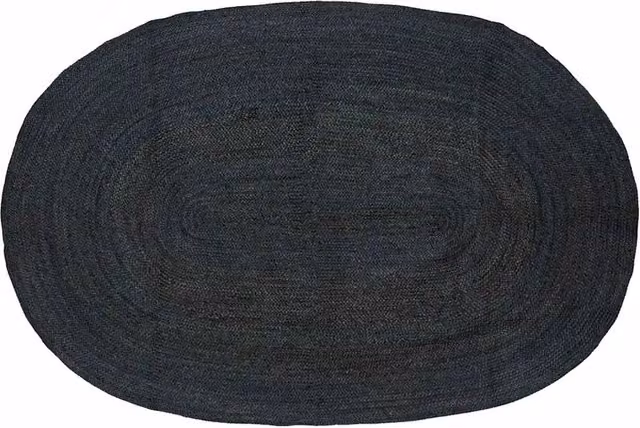 Tappeto ovale moderno in juta vidaXL, Lavabile, L 205 cm x P 305 cm, Nero – 2