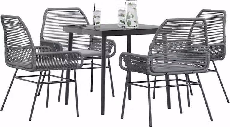 Maison Exclusive - Set da Pranzo da Giardino 5 pz con Cuscini Polyrattan Vetro