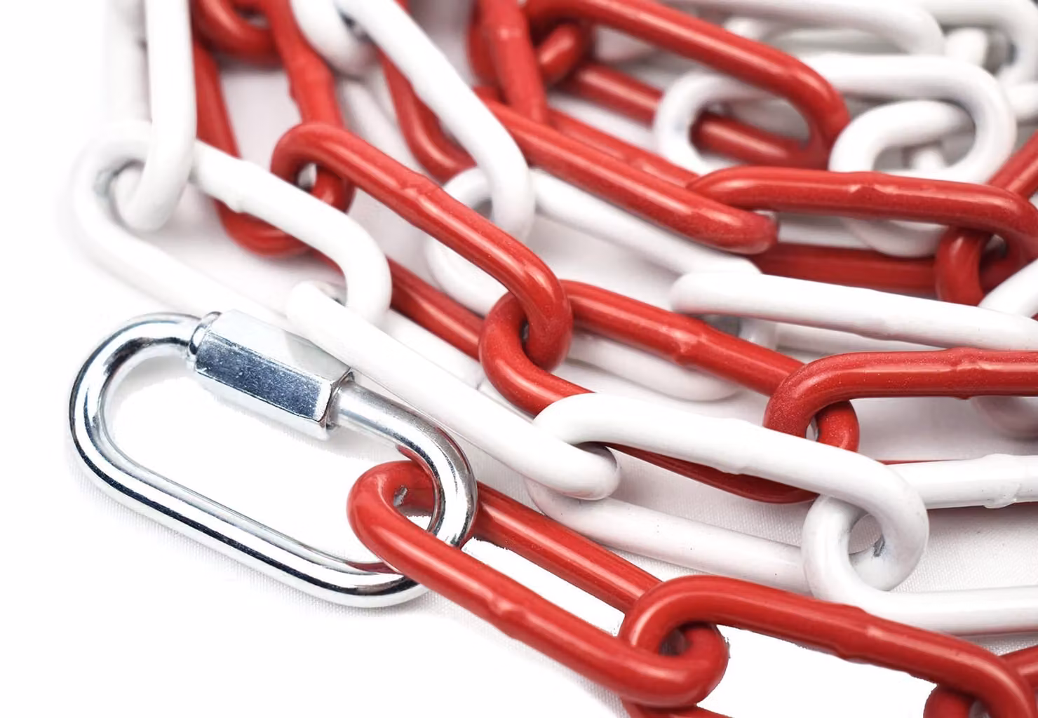 Solidchoice - Catena di sicurezza rossa e bianca, in metallo, lunghezza 2 metri
