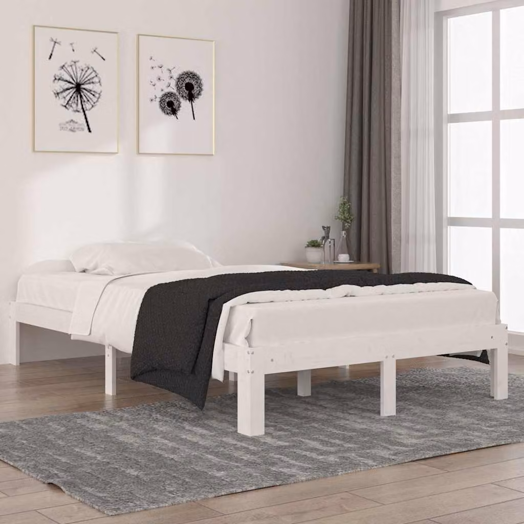 Giroletto vidaXL in legno massello di pino bianco con doghe fisse, L/P: 120 x 200 cm