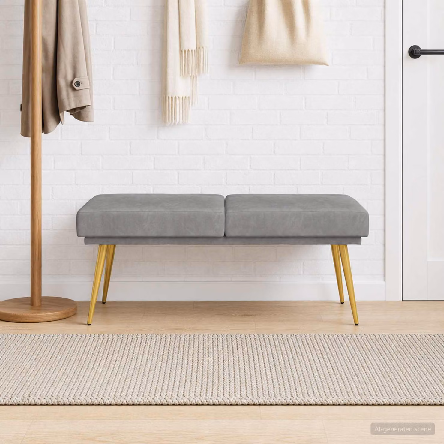 Panchina a doppio strato vidaXL in velluto grigio, L 120 x P 45 x H 46 cm