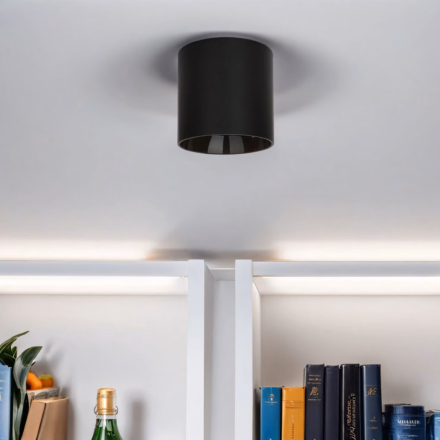 Spot a soffitto Ø 12,7 cm GU10 Nero Cucina Corridoio Metallo Moderno Lampada a soffitto a superficie