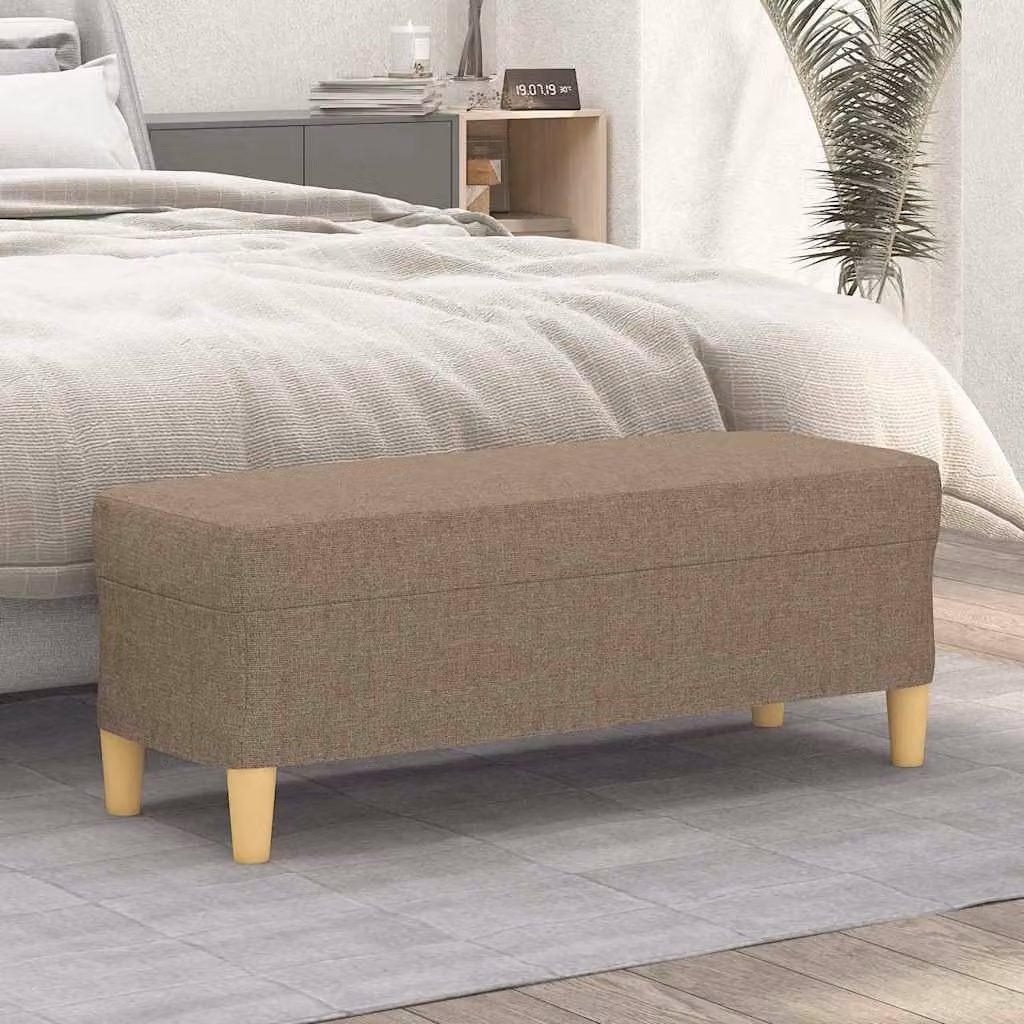 Panca moderna vidaXL in tessuto beige e grigio con struttura in legno L: 100 cm, P: 35 cm, H: 41 cm