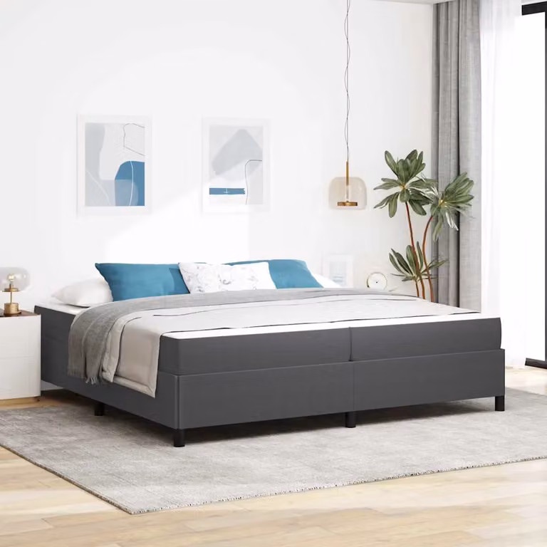 Struttura del letto moderna vidaXL in tessuto grigio con legno e plastica, L/P: 200 x 200 cm