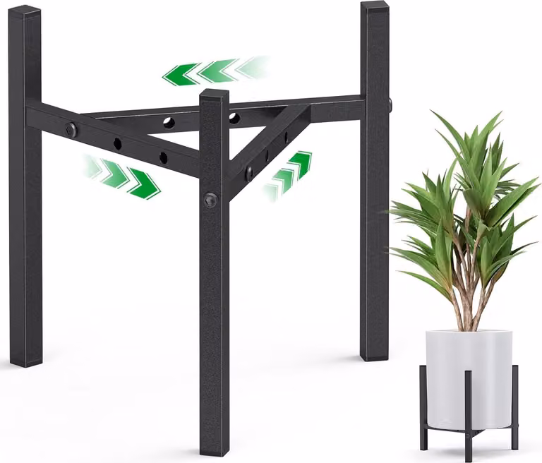 Base per piante - Base regolabile in metallo per vasi da fiori - Design moderno e minimalista - 2 pezzi, nero
