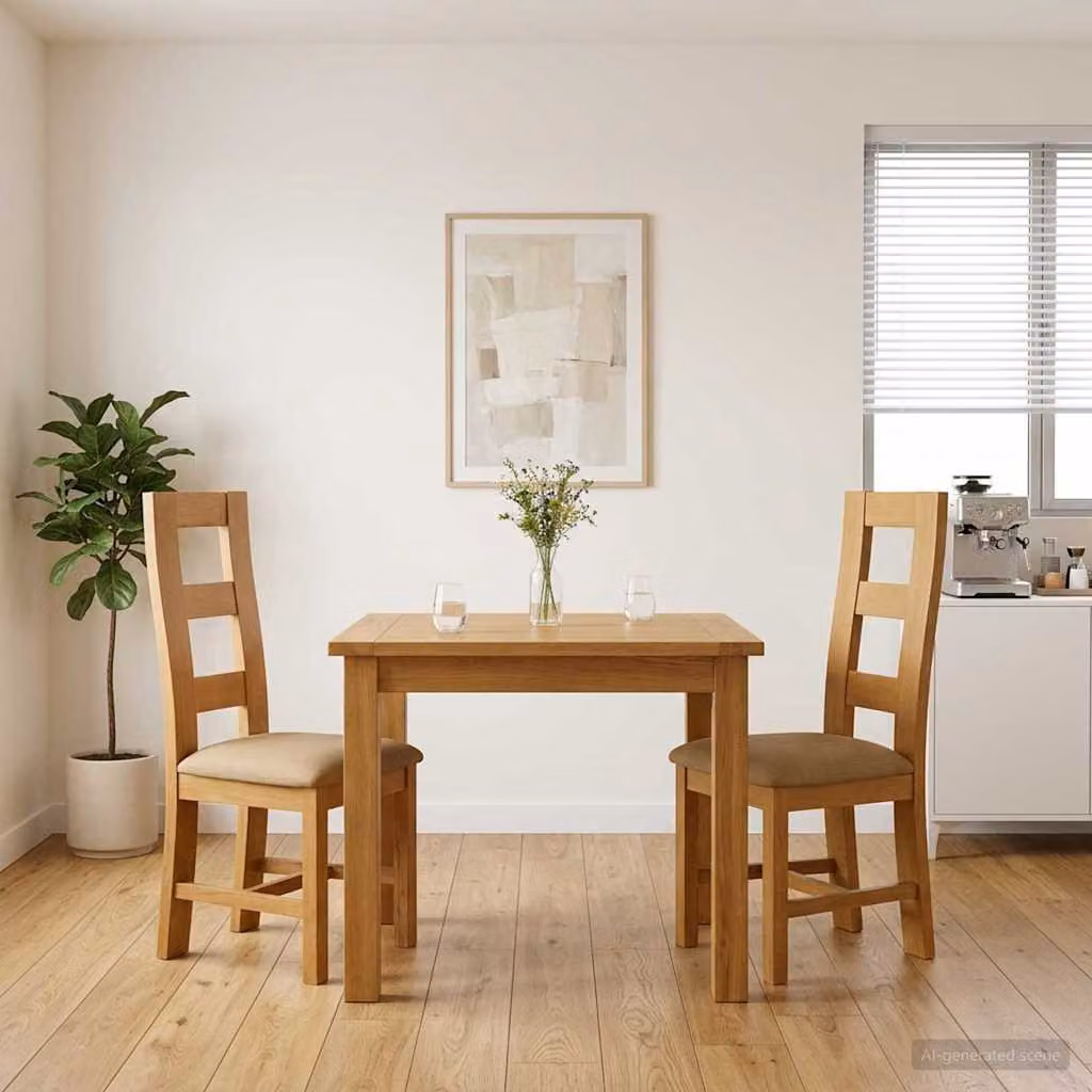 Set di 2 sedie da pranzo vidaXL in legno di quercia massello beige per cucina e sala da pranzo