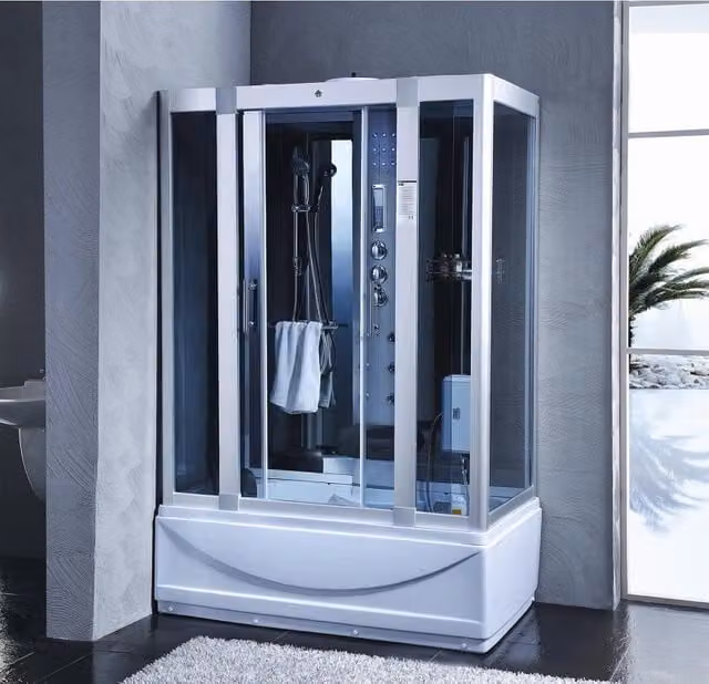 Cabina doccia idromassaggio Sicorage Xulus bianca con cromoterapia, touch screen, radio e massaggio plantare L/P/H: 135 x 80 x 215 cm