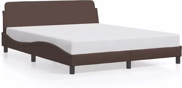 Letto matrimoniale Dover marrone in similpelle con struttura in legno e metallo L/P/H: 160 x 200 cm – 1