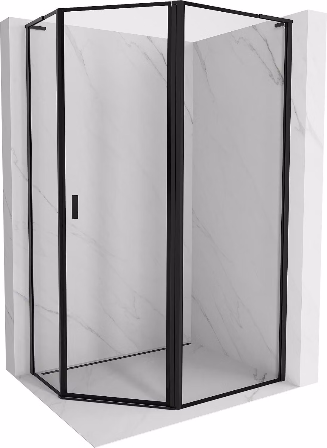 Mexen Mist L cabina doccia pentagonale asimmetrica apribile destra 100 x 90 cm, cornice nera, nera - 8A8L-100-090-70-70-P
