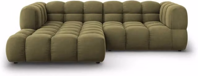 Divano angolare modulare sinistro Sky di Cosmopolitan Design in velluto verde chiaro, 3 posti, L 244 x P 132 x H 75 cm