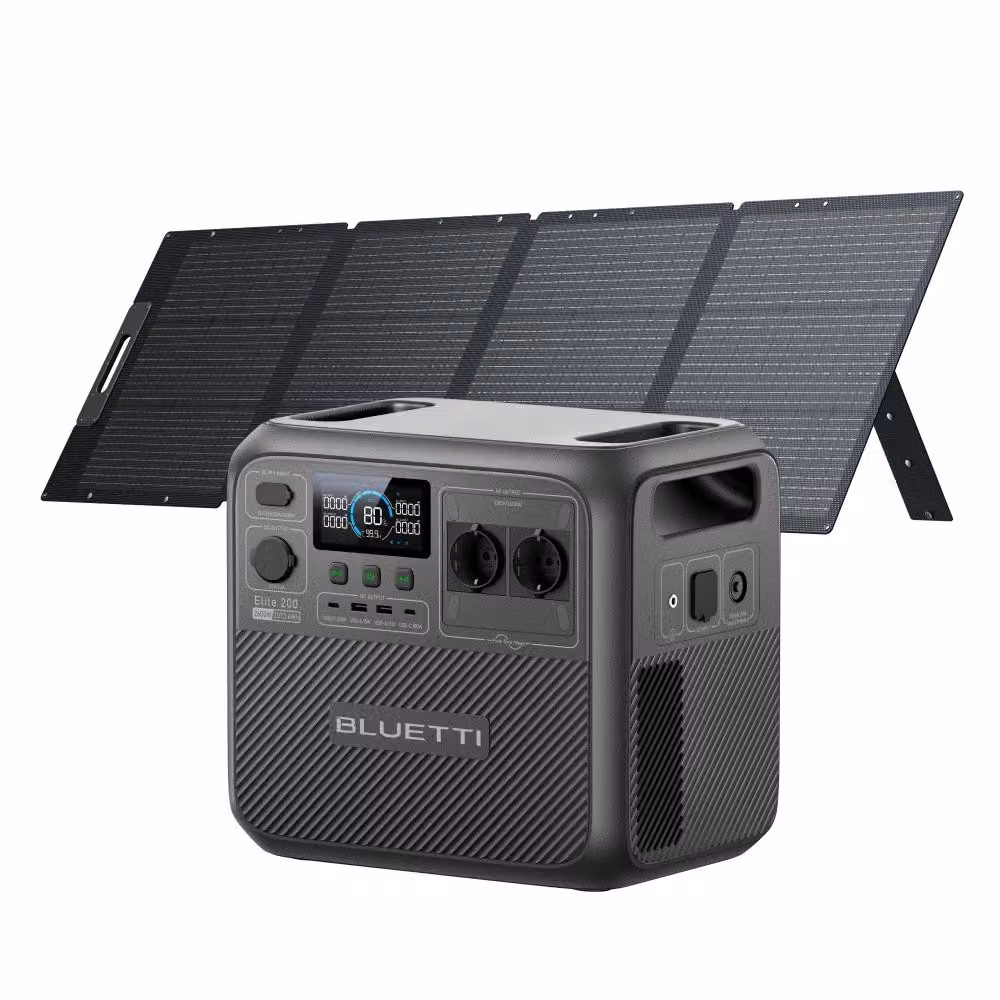 Generatore solare BLUETTI Elite 200 V2 con pannello solare da 200 W, alimentazione portatile di emergenza (2073,6 Wh) per il campeggio e le interruzioni di corrente