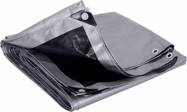 Telo impermeabile con occhielli, 180 g/m², stabilizzato contro i raggi UV, colore grigio-nero, dimensioni 2x3 metri